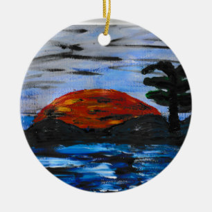 Sunset Landscape Ceramic Tree Decoration