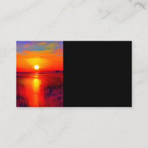 Sunset landscape oil painting fine art business card