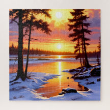 sunset landscape painting