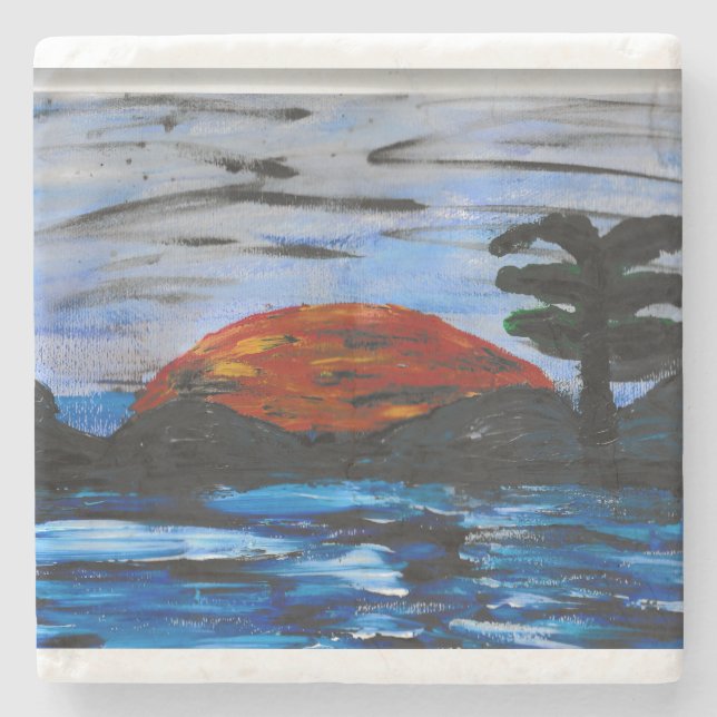 Sunset Landscape  Stone Coaster (Front)