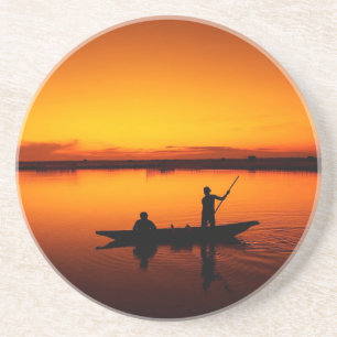 Sunset Landscape with A Boat-68465 Coaster