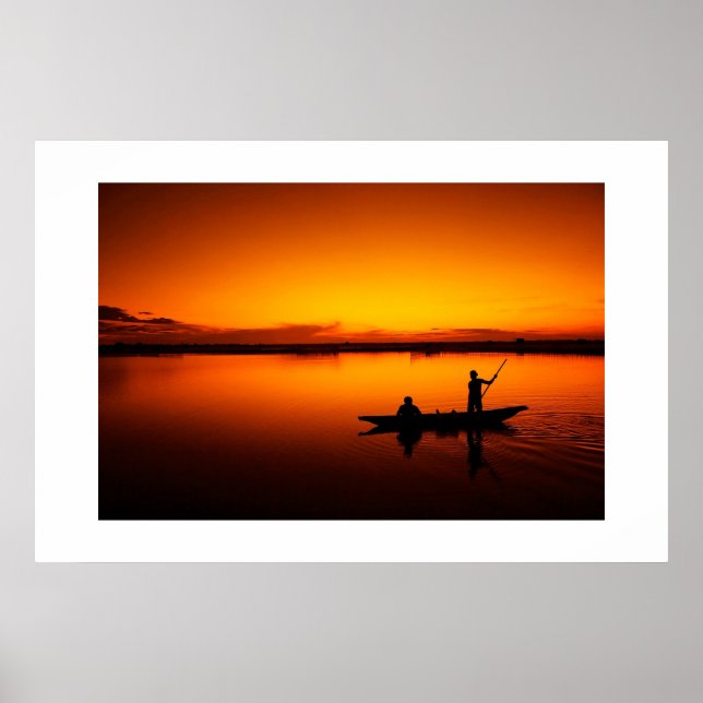 Sunset Landscape with A Boat-68465 Poster (Front)