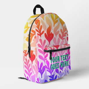sunset leaf ombre colourful your text here printed backpack