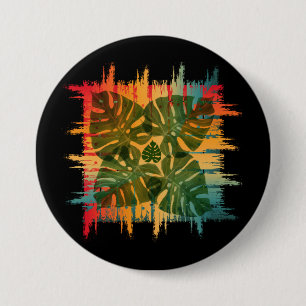 SUNSET LEAFY TROPICAL 7.5 CM ROUND BADGE