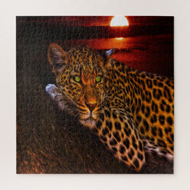 Sunset Leopard Jigsaw Puzzle (Vertical)