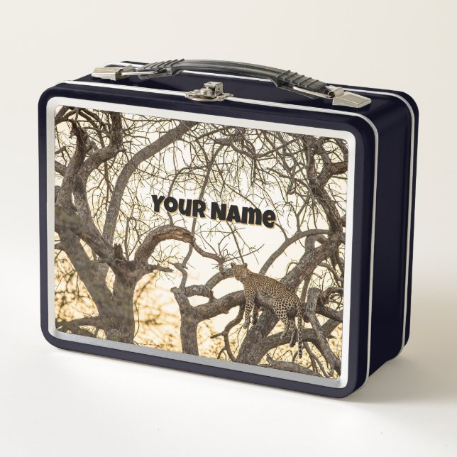 Sunset Leopard Lunch Box – Custom Safari Tin (Front)