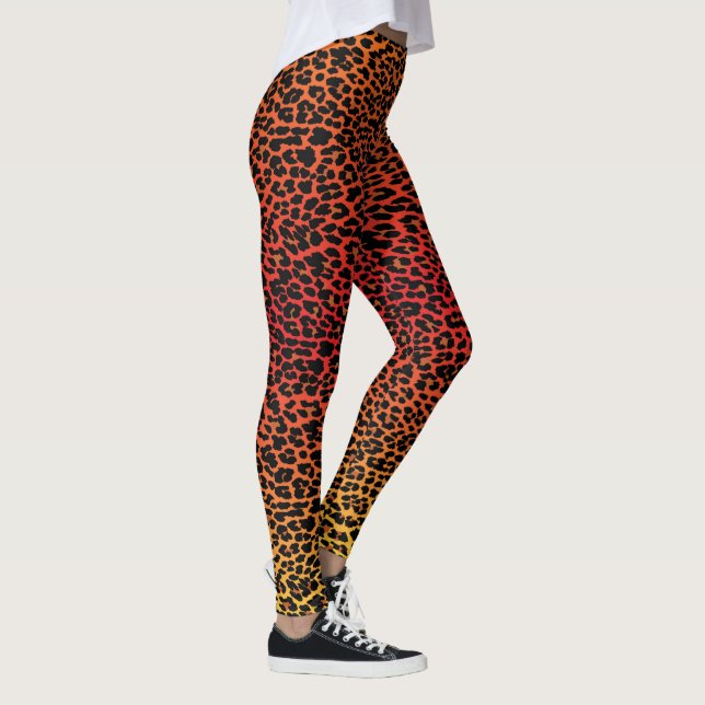 Sunset Leopard Skin Print Leggings (Right)