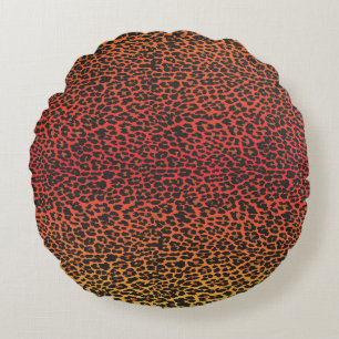 Sunset Leopard Skin Print Round Pillow
