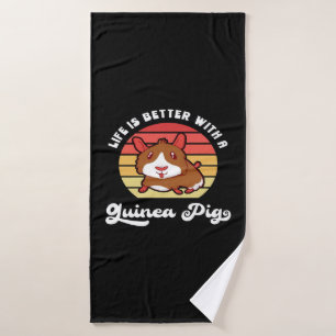 Sunset Life Better With A Guinea Pig Cute Pet Bath Towel