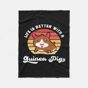 Sunset Life Better With A Guinea Pig Cute Pet Fleece Blanket
