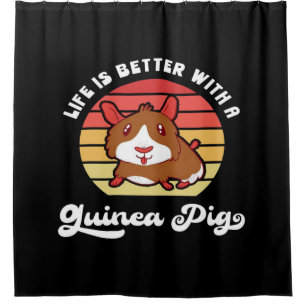 Sunset Life Better With A Guinea Pig Cute Pet Shower Curtain