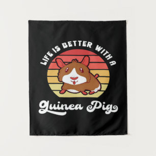 Sunset Life Better With A Guinea Pig Cute Pet Tapestry