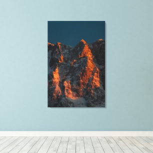 Sunset light on majestic mountains canvas print