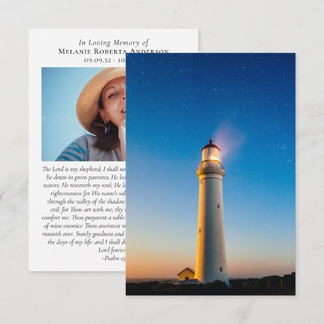 Sunset Lighthouse Prayer Memorial Card (Front/Back)