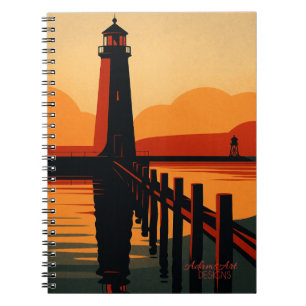 Sunset Lighthouse Silhouette Notebook