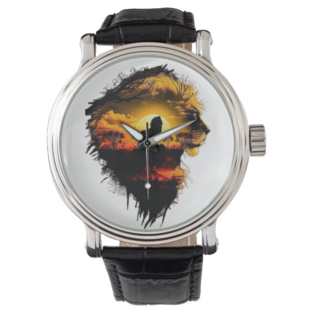 Sunset Lion Silhouette watch (Front)