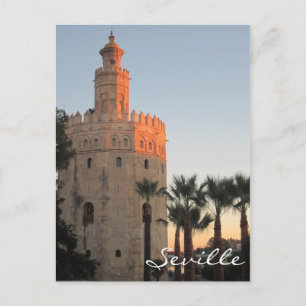 Sunset lit Golden Tower in Seville, Spain Postcard