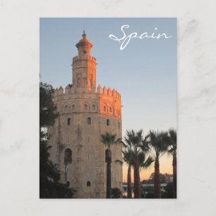 Sunset lit Golden Tower in Seville, Spain Postcard