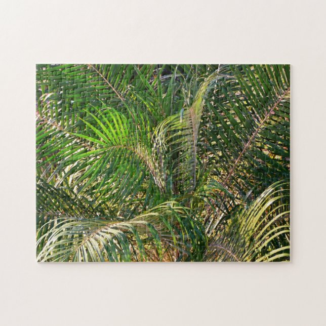 Sunset Lit Palm Fronds Tropical Jigsaw Puzzle (Horizontal)