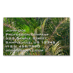 Sunset Lit Palm Fronds Tropical Magnetic Business Card