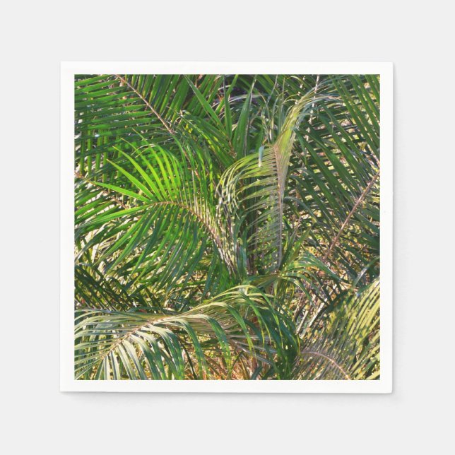 Sunset Lit Palm Fronds Tropical Napkin (Front)