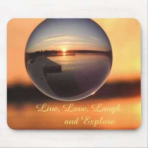 Sunset Live Laugh Love Crystal Ball Mouse Mat