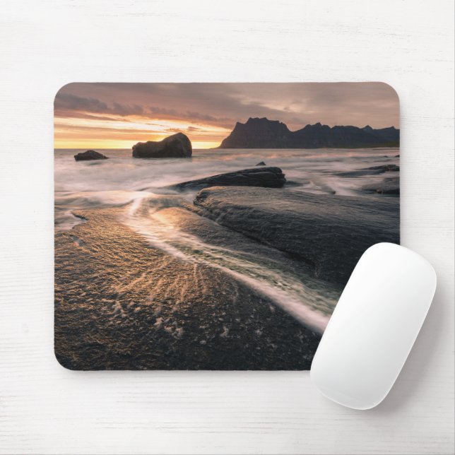 Sunset Lofoten Islands Mouse Mat (With Mouse)