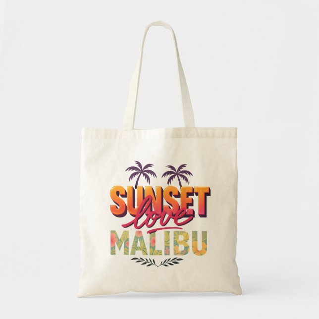 Sunset Love – Malibu California Tote Bag | Retro B (Front)