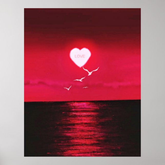 Sunset Love - Romantic - Add Your Text / Name Poster (Front)