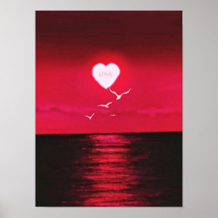 Sunset Love - Romantic - Add Your Text / Name Poster