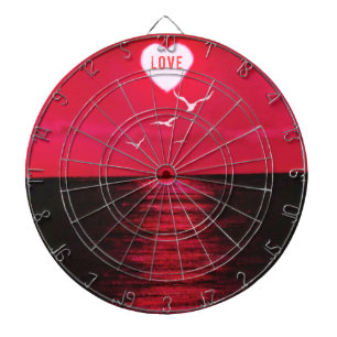 Sunset Love - Romantic - Black Red - Customisable Dartboard
