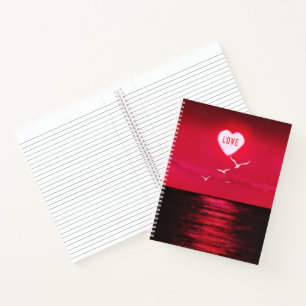Sunset Love - Romantic - Black Red - Customisable Notebook