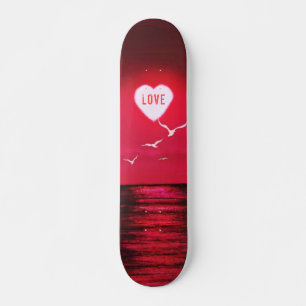 Sunset Love - Romantic - Black Red - Customisable Skateboard