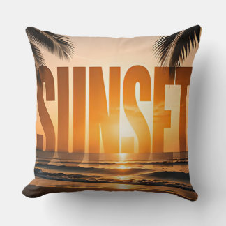 Sunset Luxury Coastal Editorial Graphic Design Cushion
