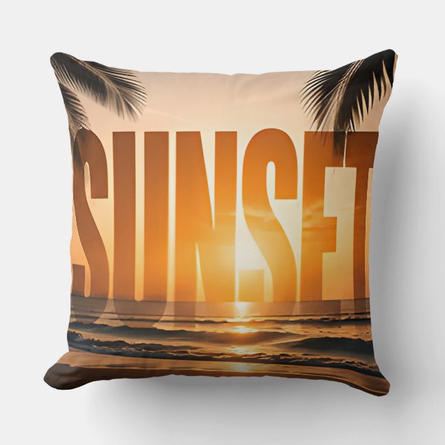 Sunset Luxury Coastal Editorial Graphic Design Cushion (Front)