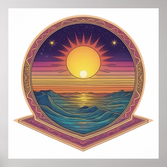 Sunset Mandala Horizon Poster (Front)
