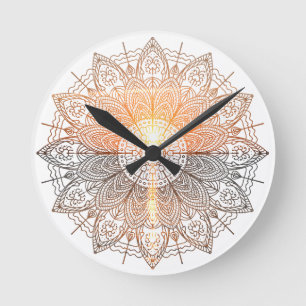 sunset mandala round clock