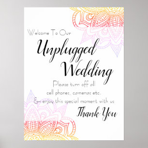 Sunset Mandala Unplugged Wedding Sign
