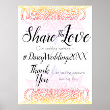 Sunset Mandala Wedding Hashtag Sign