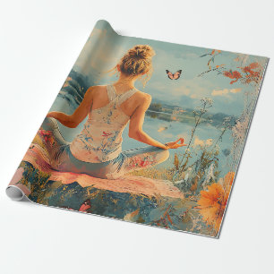Sunset Meadow Meditation with Butterflies (2) Wrapping Paper