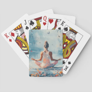 Sunset Meadow Meditation with Butterflies (3) Playing Cards
