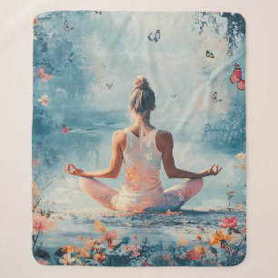 Sunset Meadow Meditation with Butterflies (3) Sherpa Blanket