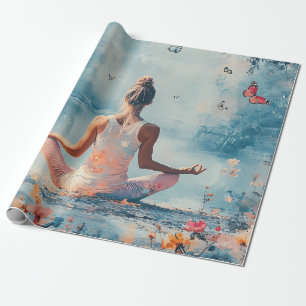 Sunset Meadow Meditation with Butterflies (3) Wrapping Paper