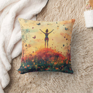 Sunset Meadow Meditation with Butterflies (4) Cushion
