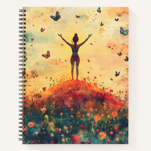 Sunset Meadow Meditation with Butterflies (4) Notebook