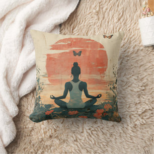 Sunset Meadow Meditation with Butterflies (5) Cushion