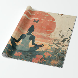 Sunset Meadow Meditation with Butterflies (5) Wrapping Paper