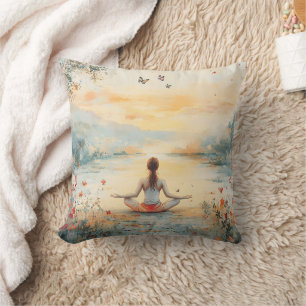 Sunset Meadow Meditation with Butterflies (6) Cushion