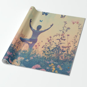 Sunset Meadow Meditation with Butterflies (7) Wrapping Paper