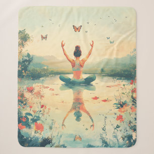Sunset Meadow Meditation with Butterflies (8) Sherpa Blanket